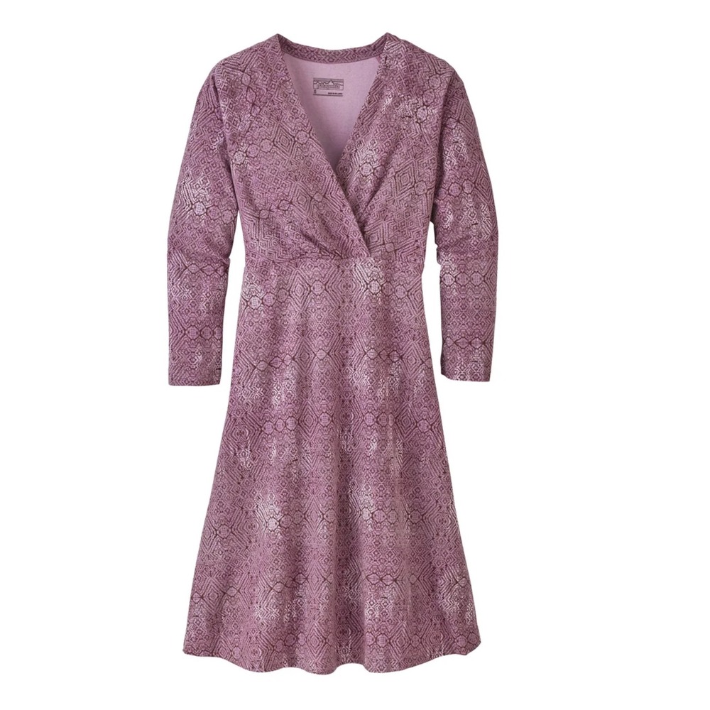 Patagonia Metairie Dress Cross Current Light Violet Organic Cotton S outdoors